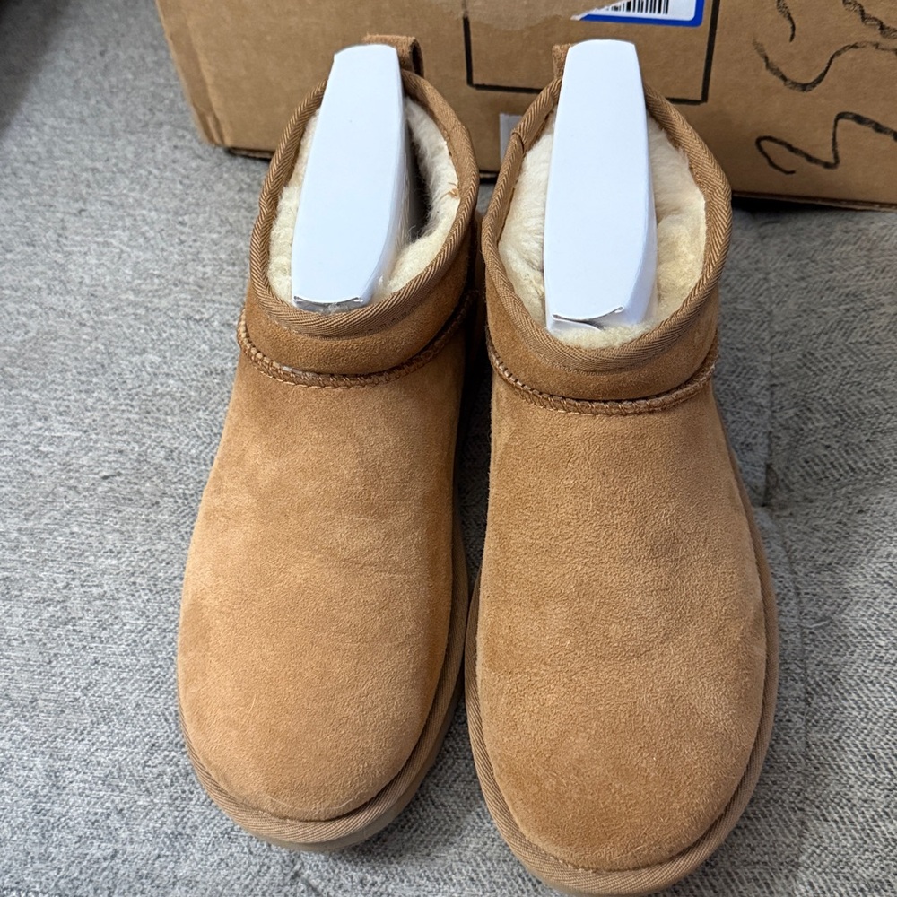 UGG Chestnut Suede Ankle Boots ultra mini
